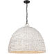 Rue 8 Light 27 inch Matte Black Pendant Ceiling Light in Painted Sweet Grass